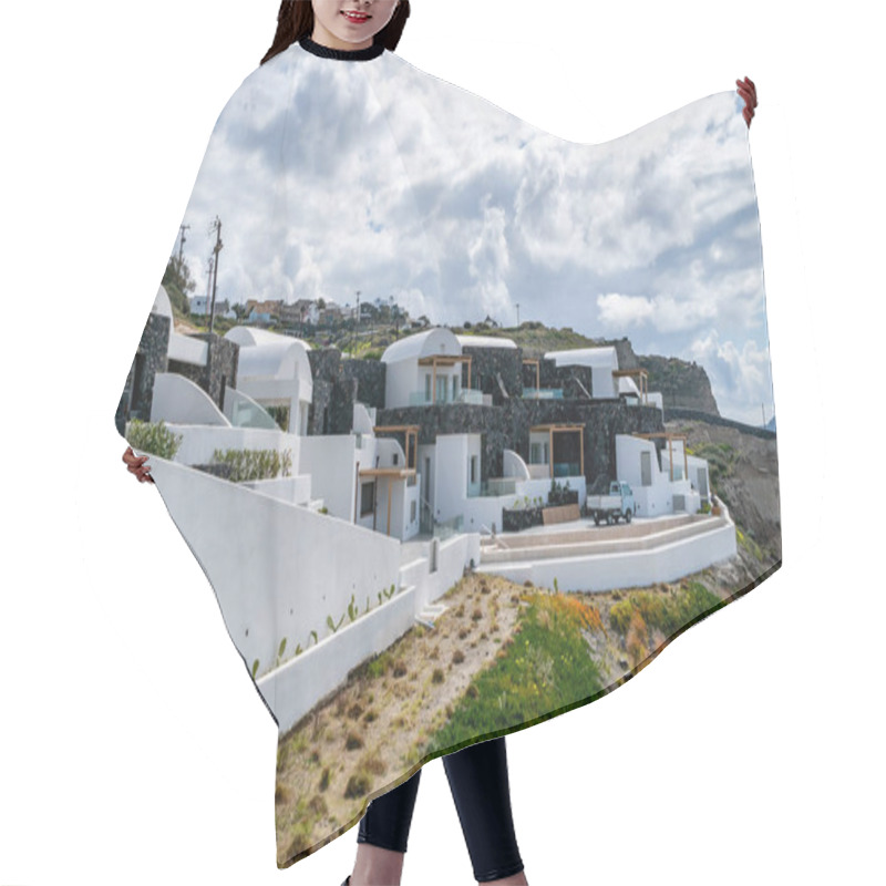 Personality   White Houses Near Green Plants Against Sky With Clouds  Hair Cutting Cape