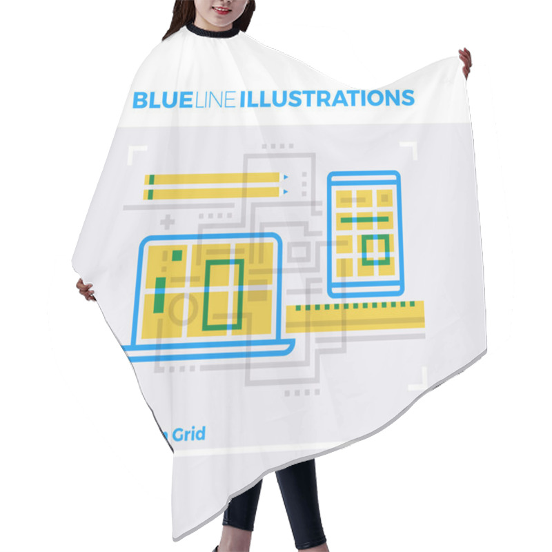 Personality  Uniform Grid Blue Line Illustration Hair Cutting Cape