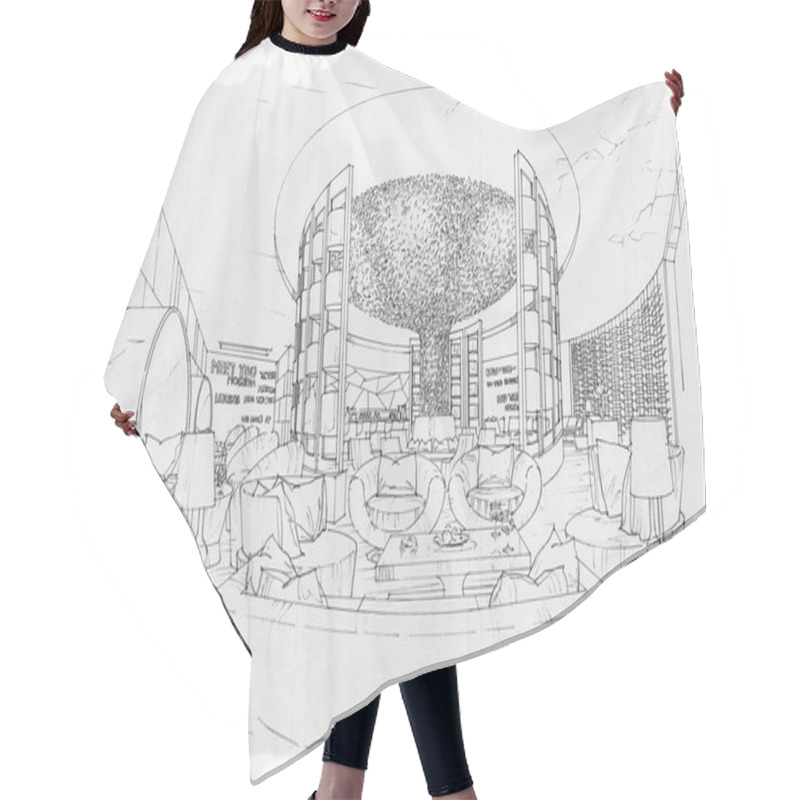 Personality  Sketch Interior Perspective  Hair Cutting Cape