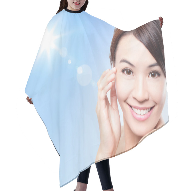 Personality  Beautiful Woman Face With Sunshine And Sky Hair Cutting Cape