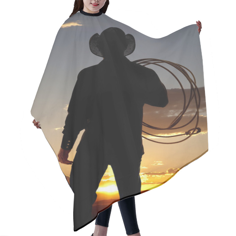 Personality  Cowboy Silhouette Rope Shoulder Hair Cutting Cape