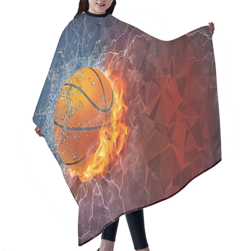 Personality  Basketball Ball In Fire And Water Hair Cutting Cape