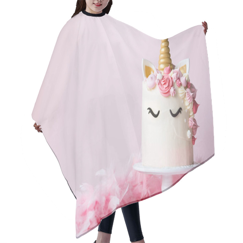 Personality  Unicorn Cake On A Cakestand Hair Cutting Cape