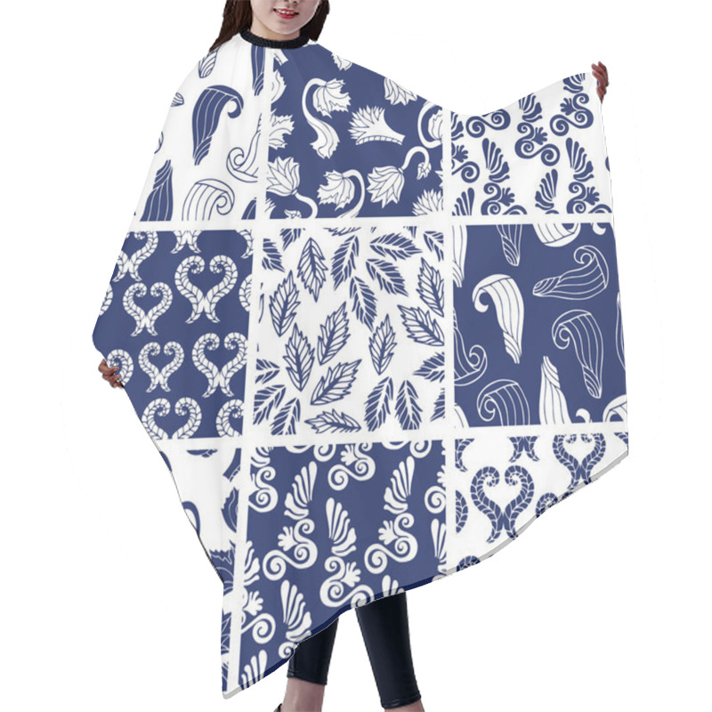 Personality  Set Of Floral And Geometrical Seamless Patterns With Leaves And Flowers. Hair Cutting Cape