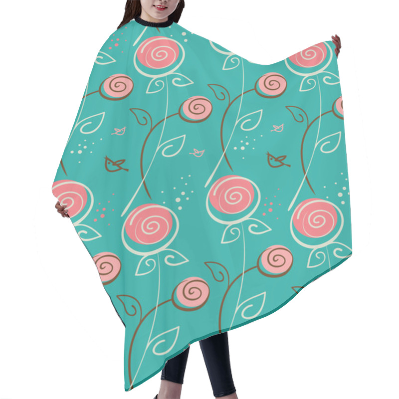 Personality  Abstract Floral Pattern With Birds Hair Cutting Cape