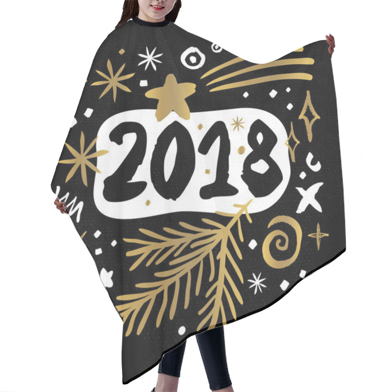 Personality  Merry Christmas Happy New Year Sketch Style Hair Cutting Cape