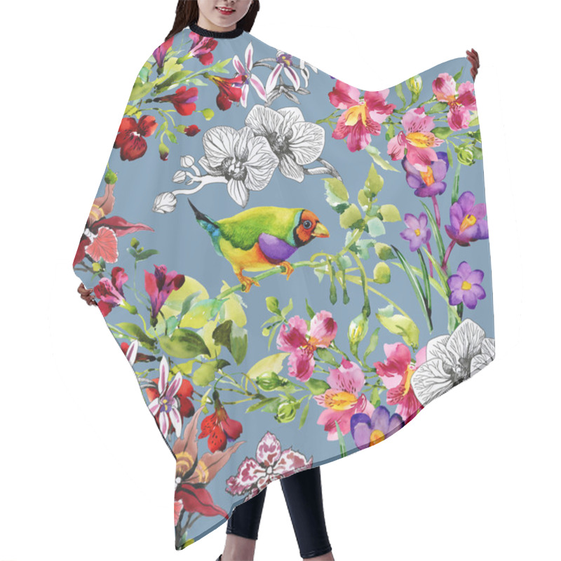 Personality  Tropical  Birds And Exotic Flowers Hair Cutting Cape