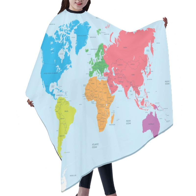 Personality  Continents Of The World And Political Map Hair Cutting Cape