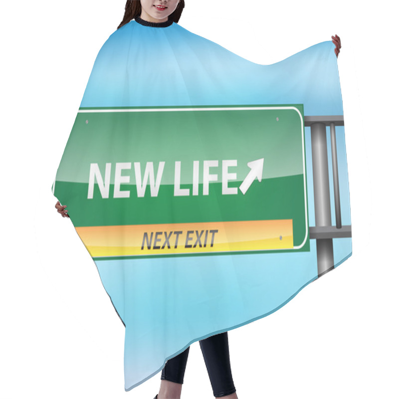 Personality  Glossy Highway Sign With New Life Hair Cutting Cape