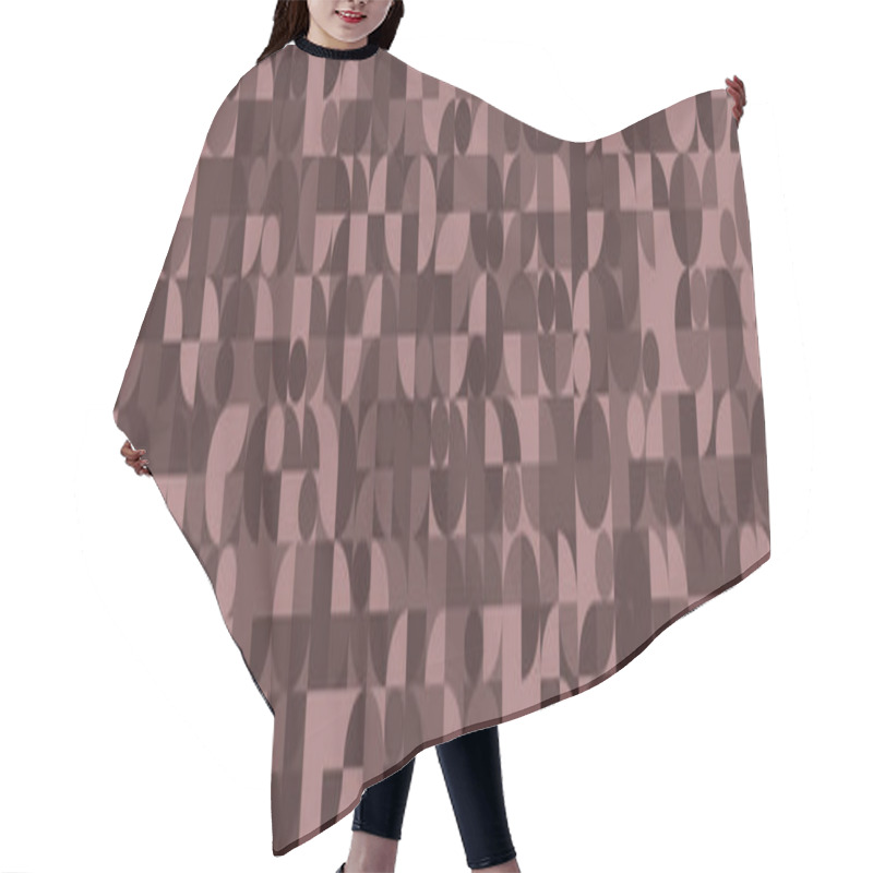 Personality  Stylish Geometric Background Featuring A Repeating Pattern Of Circles, Semicircles, And Squares In Muted Brown Tones. Hair Cutting Cape