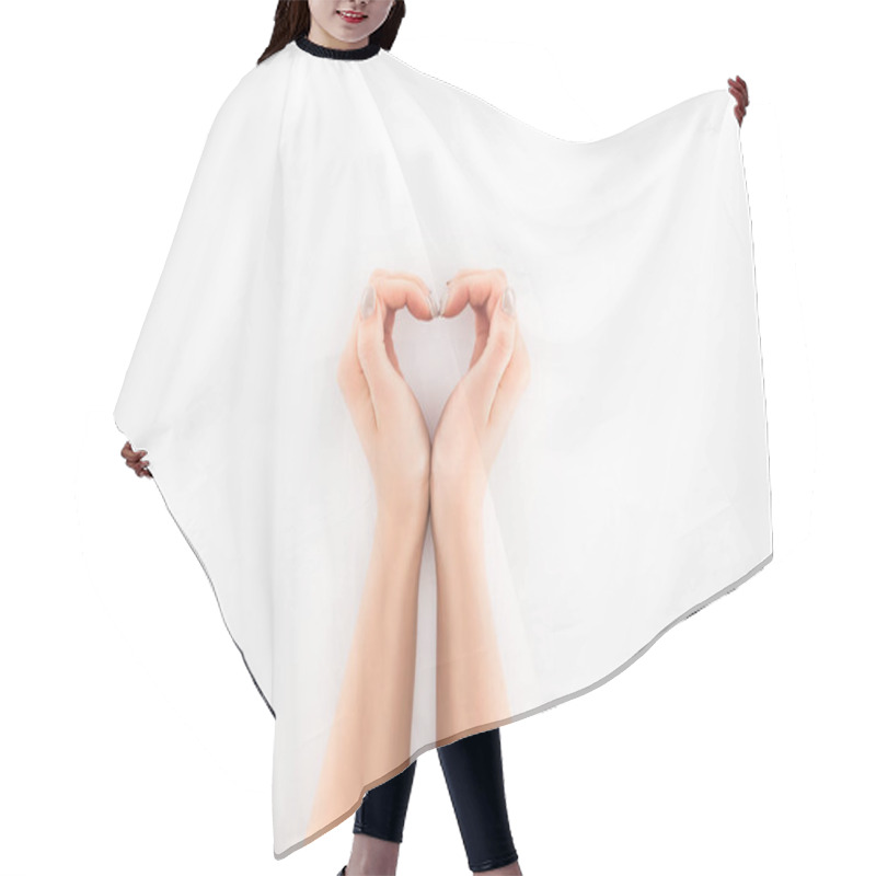 Personality  Cropped Image Of Woman Making Heart Symbol By Hands, St Valentine Day Concept  Hair Cutting Cape