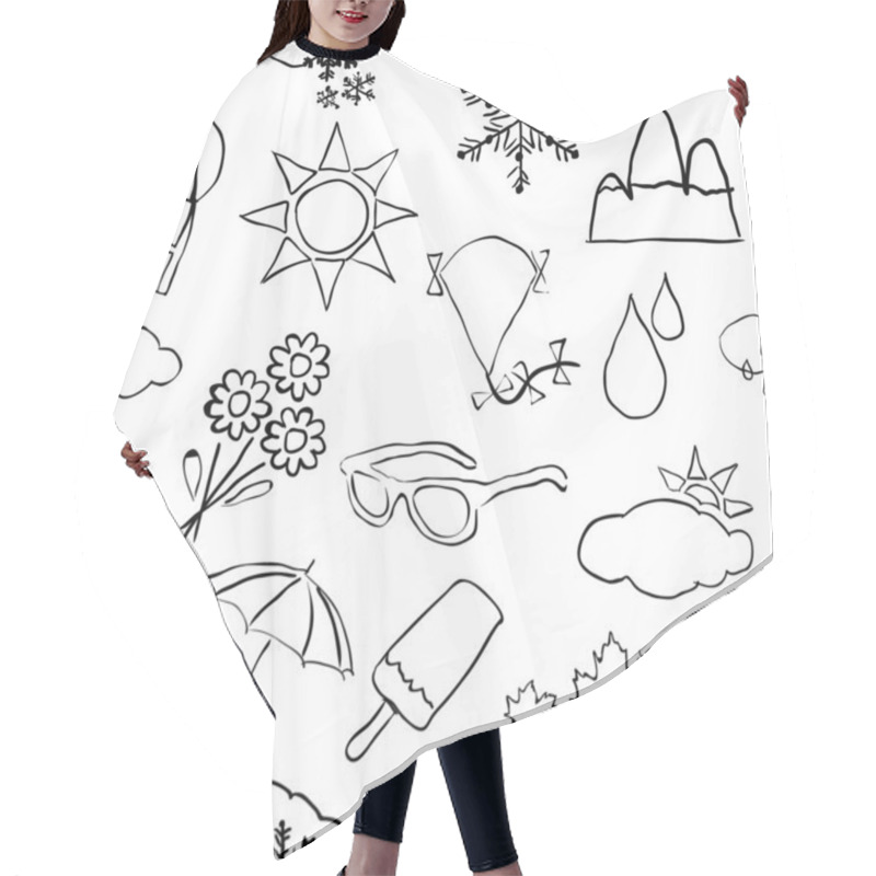 Personality  Seamless Sketch Weather Pattern Hair Cutting Cape