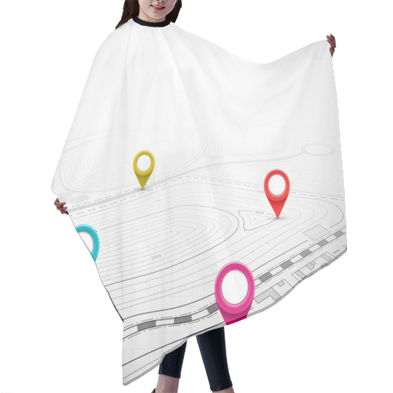 Personality  Topographic Map With Pin Hair Cutting Cape