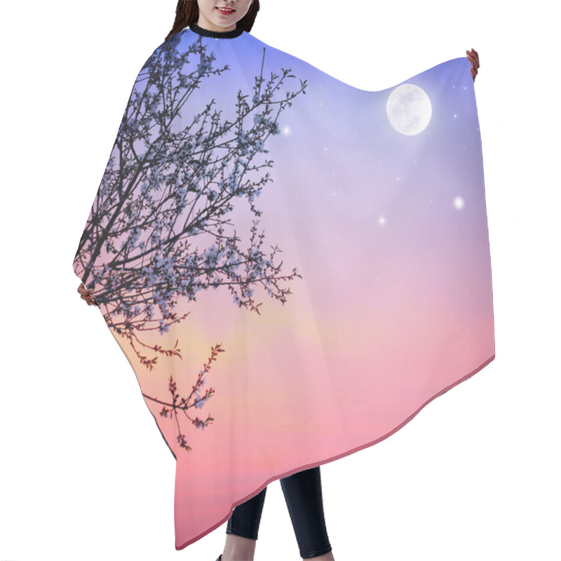 Personality  Blooming Tree Over Night Sky Hair Cutting Cape