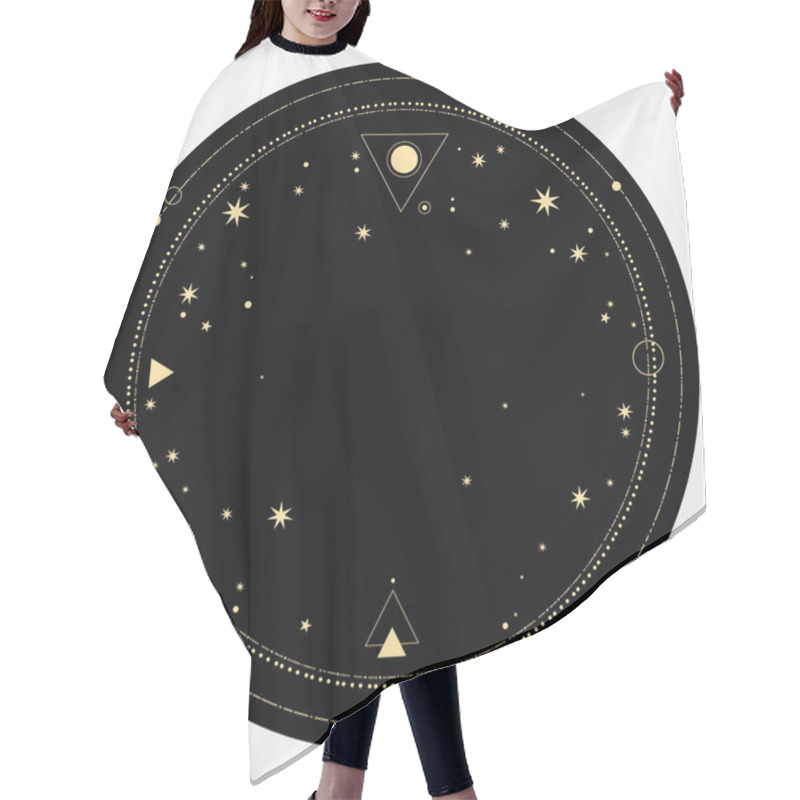 Personality  Round End Frame With Gold Star Ornament Hair Cutting Cape