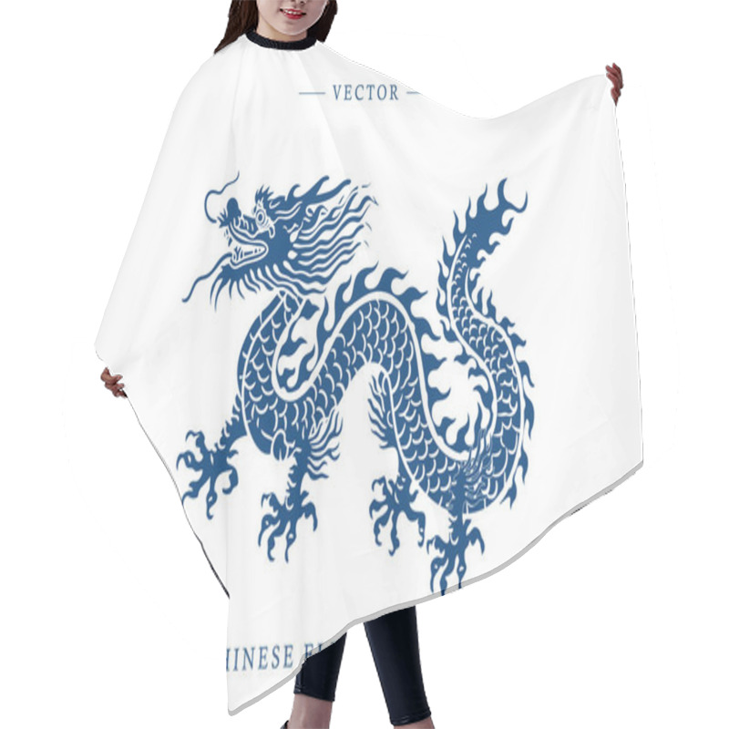 Personality  Blue And White Porcelain Chinese Dragon Pattern Hair Cutting Cape