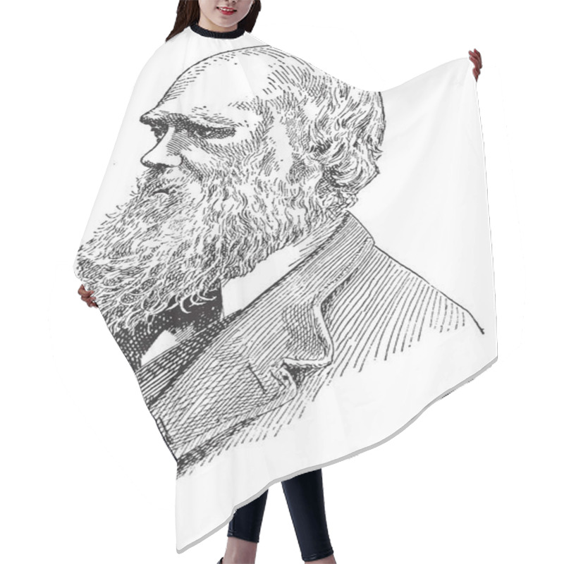 Personality  Charles Darwin, 1809-1882, He Was An English Naturalist, Geologist And Biologist, Famous For His Contributions To The Science Of Evolution, Vintage Line Drawing Or Engraving Illustration Hair Cutting Cape