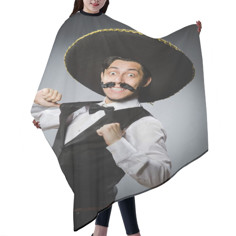 Personality  Mexican Man In Funny Concept Hair Cutting Cape