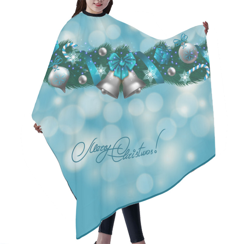 Personality  New Year's Background - A Garland Of Fir Branches, Balls, Berries Hair Cutting Cape