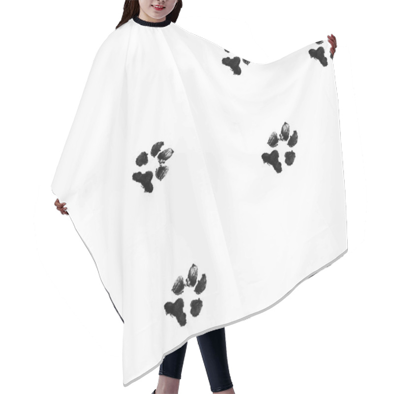 Personality  Black Dog Paw Prints On White Background Hair Cutting Cape