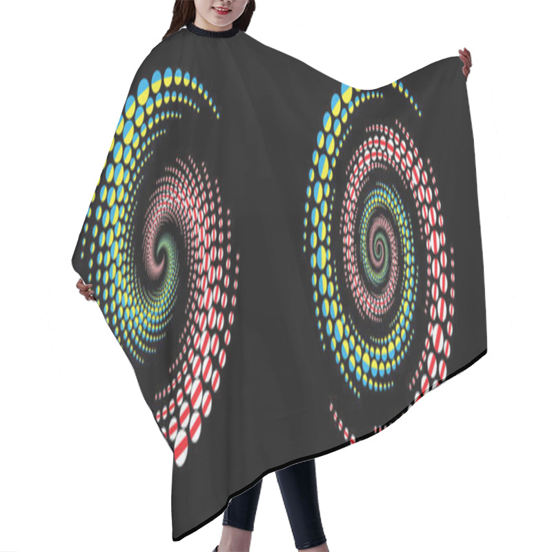 Personality  Belarusian And Ukrainian National Flags In Circles As Halftone Effect.  Hair Cutting Cape