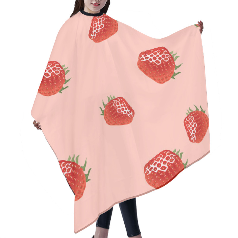 Personality  Seamless Pattern With Strawberry Hair Cutting Cape