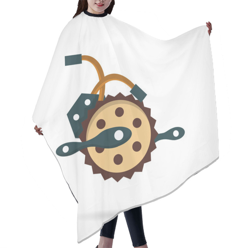 Personality  Bike Crank Flat Vector Icon Hair Cutting Cape