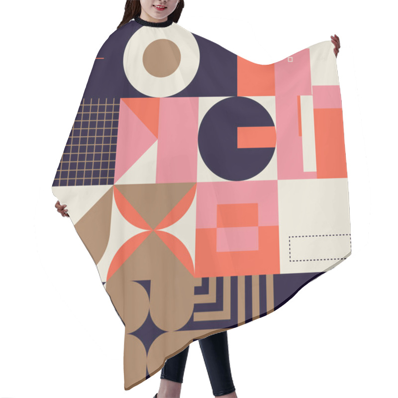 Personality  Swiss Design Style Abstract Poster Layout With Geometric Graphics And Bold Elements. Modern Geometry Composition Artwork With Simple Vector Shapes. Useful For Poster Design, Web Presentation, Etc. Hair Cutting Cape