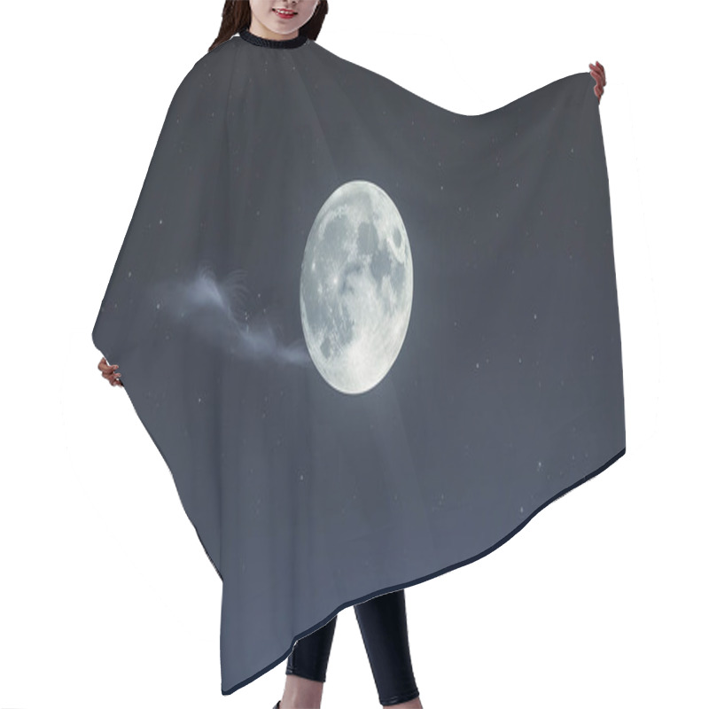 Personality  Minimalistic Night Sky With A Deep Black Backdrop, A Bright Full Moon, And Subtle Clusters Of Stars Hair Cutting Cape