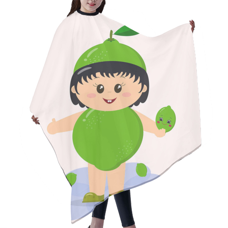 Personality  Baby In A Lime Costume. Hair Cutting Cape