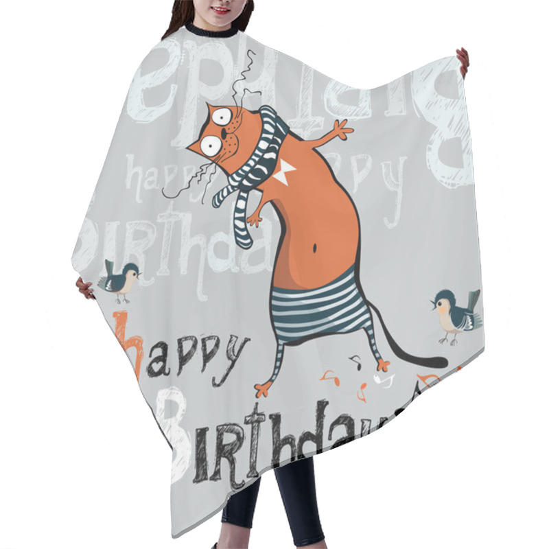 Personality  Happy Birthday Funny Card Cat Hair Cutting Cape