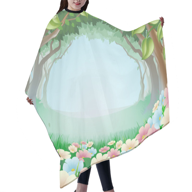 Personality  Beautiful Fantasy Forest Scene Illustration Hair Cutting Cape