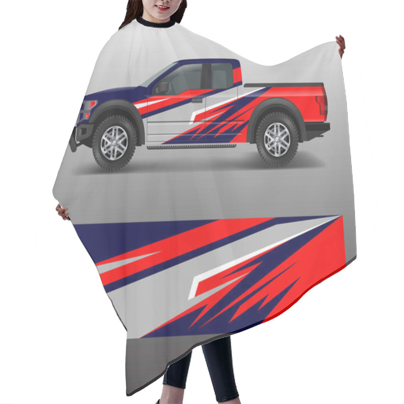 Personality  Pickup Truck Graphic Vector. Abstract Shape With Grunge Design For Vehicle Vinyl Wrap Hair Cutting Cape