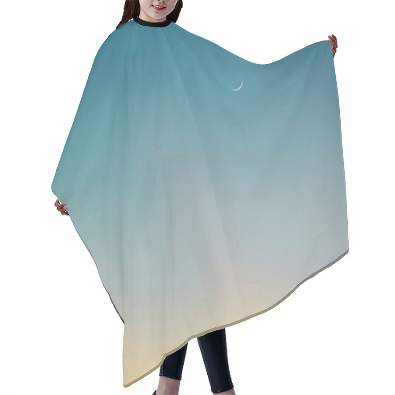 Personality  A Serene Twilight Sky With A Crescent Moon Glowing Softly. Hair Cutting Cape