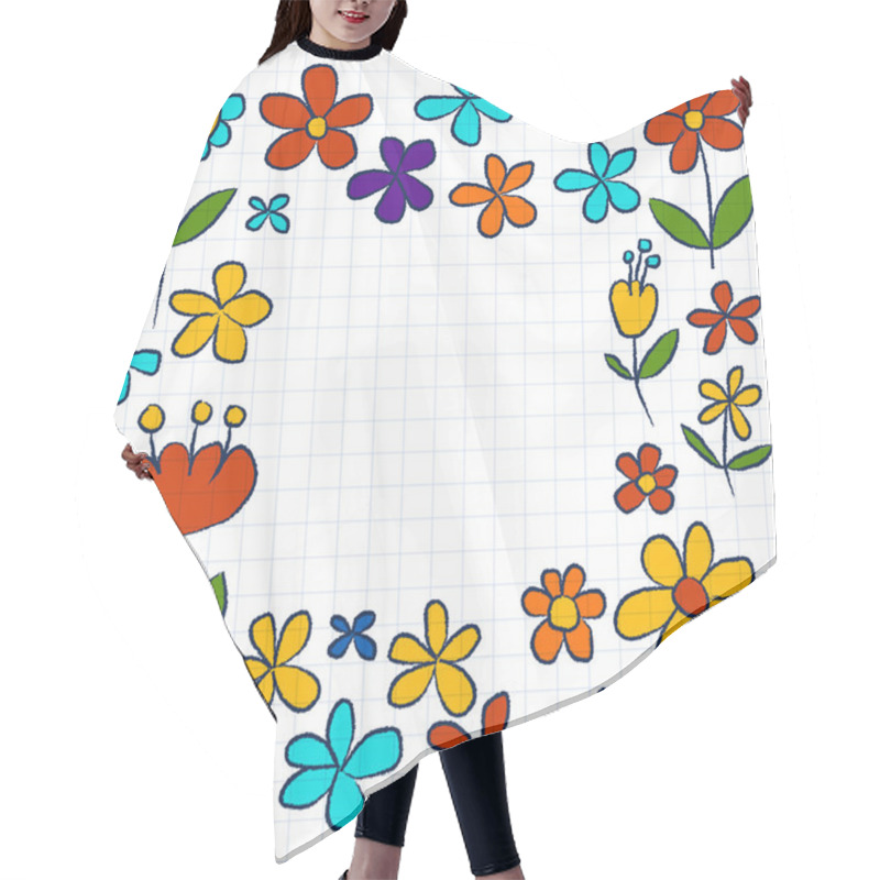 Personality  Vector Set Of Doodle Flowers Hair Cutting Cape