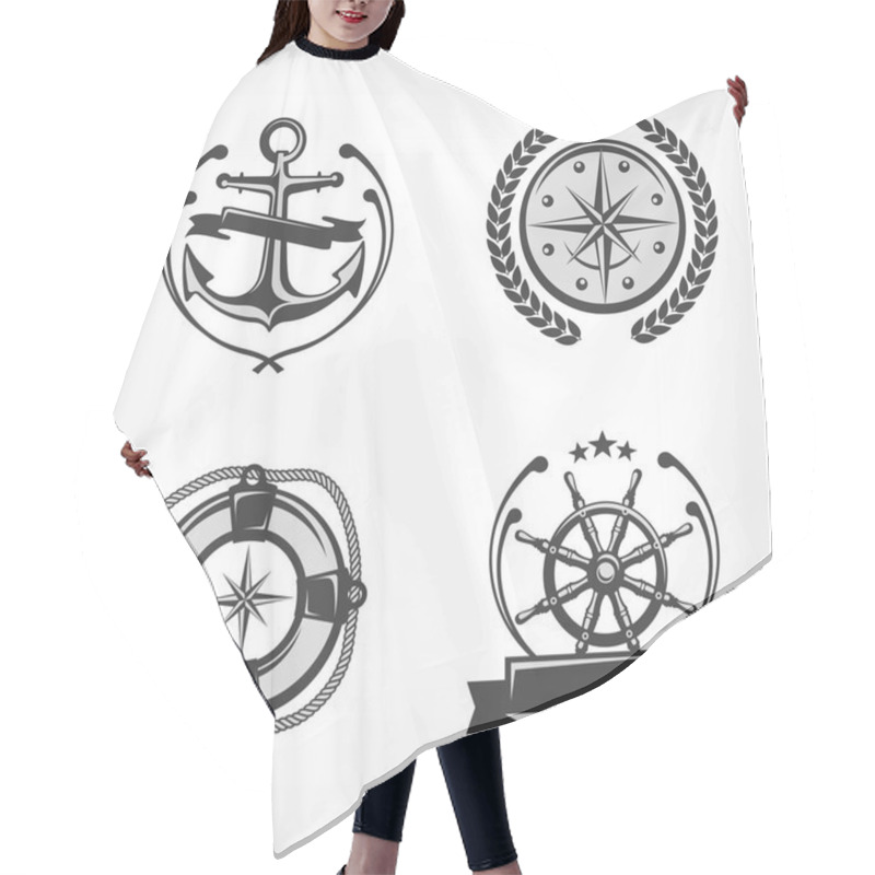 Personality  Nautical Symbols Anchor, Steering Hair Cutting Cape