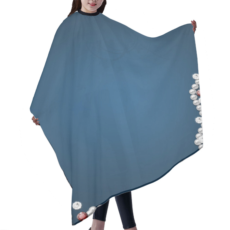 Personality  White Pearls On Blue Background Hair Cutting Cape