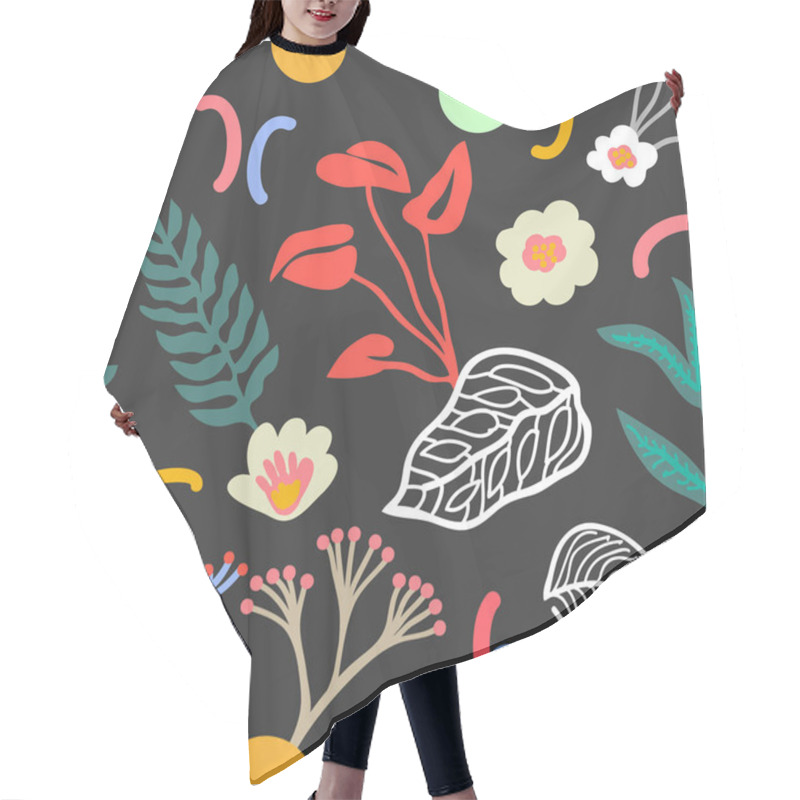 Personality  Modern Print With Japanese Floral Motifs. Hair Cutting Cape