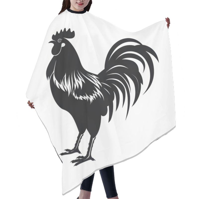 Personality  Stylized Silhouette Of A Rooster With Elegant Feathers And A Proud Stance. Hair Cutting Cape