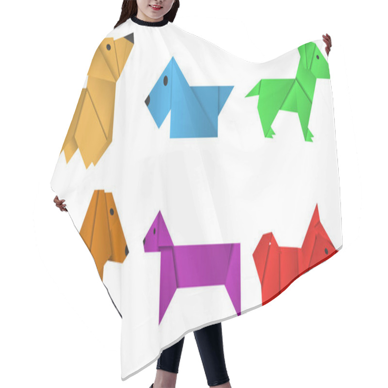 Personality  Set Of Paper Origami Dogs. Symbol Of The Year 2018. Hair Cutting Cape