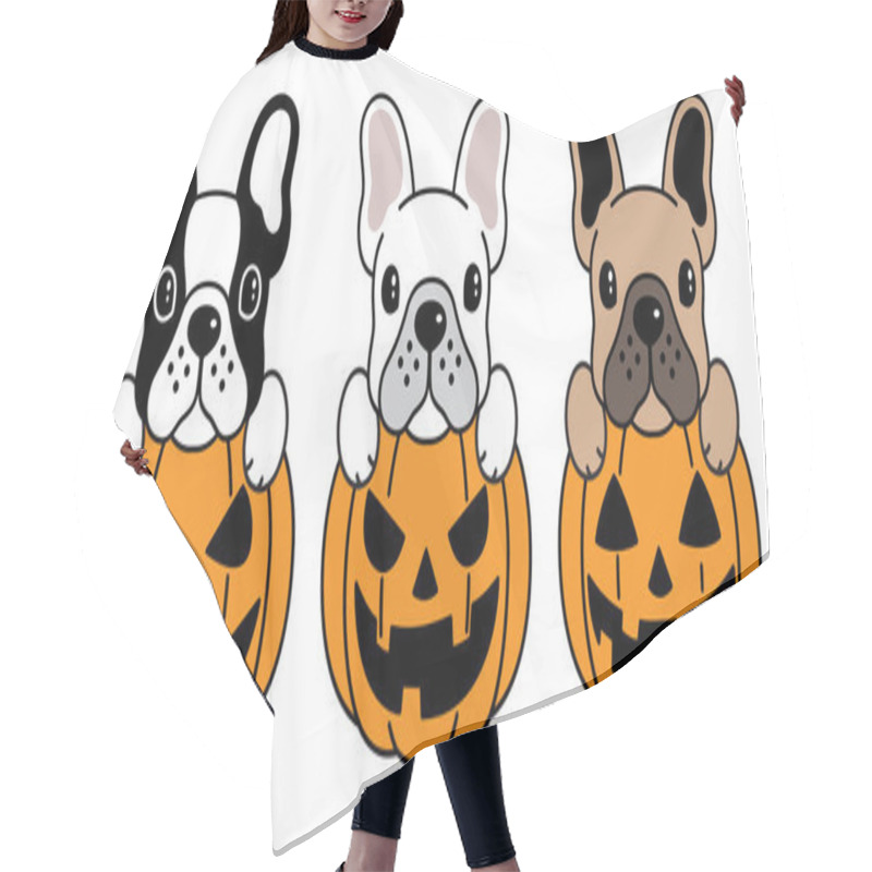 Personality  Dog Vector French Bulldog Pumpkin Halloween Icon Logo Illustration Symbol Cartoon Hair Cutting Cape