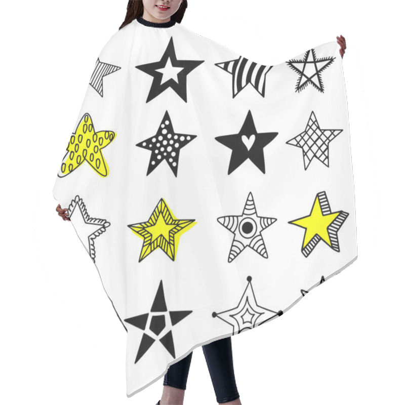 Personality  Big Set Of Hand Drawn Stars On A White Background.  Hair Cutting Cape