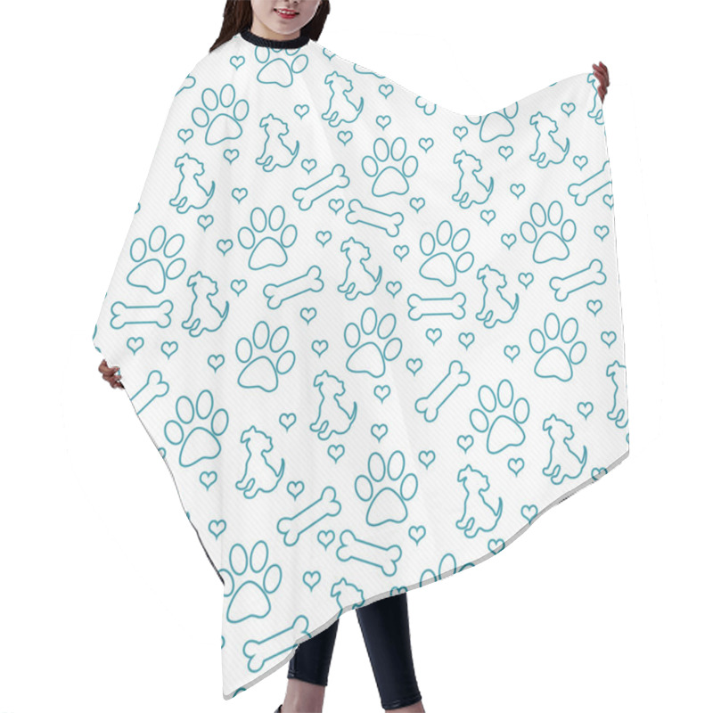 Personality  Teal And White Doggy Tile Pattern Repeat Background Hair Cutting Cape