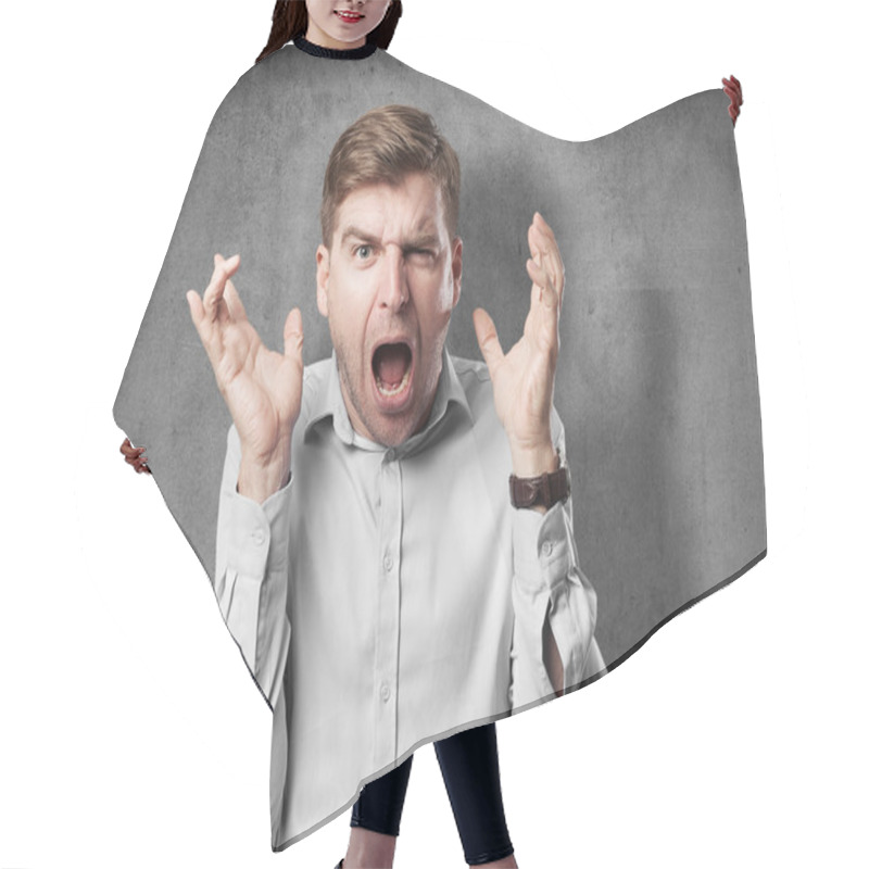 Personality  Blond Man Crazy Gesture Hair Cutting Cape