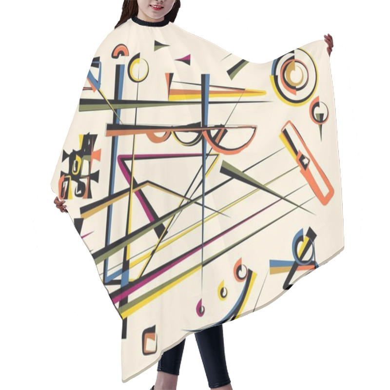 Personality  Abstract Beige  Background ,fancy  Geometric And Curved  Shapes , Expressionism Art Style Hair Cutting Cape