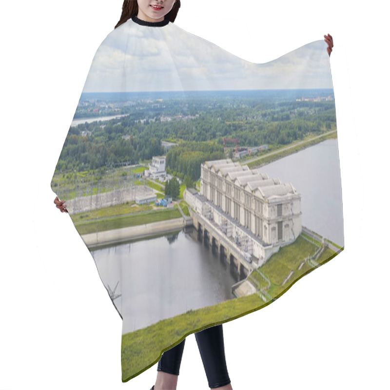 Personality  Rybinsk, Russia. Aerial View Of The Rybinsk Hydroelectric Power Plant, Aerial View   Hair Cutting Cape