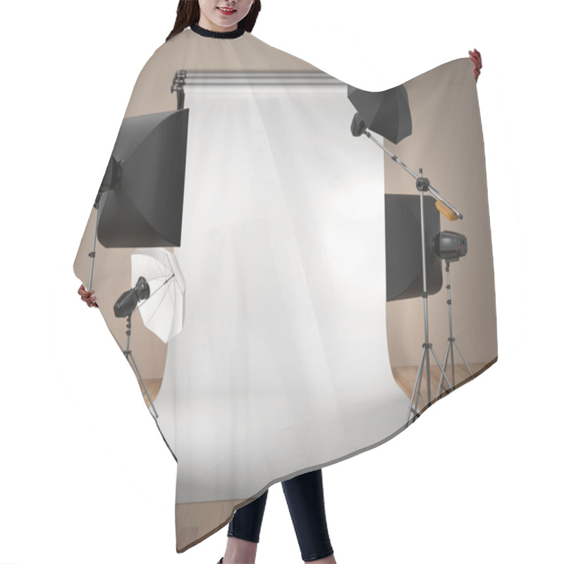 Personality  Photo Studio Equipment. Space For Text. Hair Cutting Cape