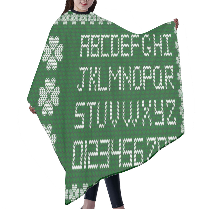 Personality  Festive Fabric Script On Emerald Green Knitted Background Hair Cutting Cape