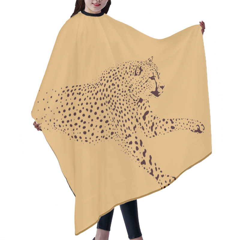 Personality  Figure Running Leopard On A Beige Background Hair Cutting Cape