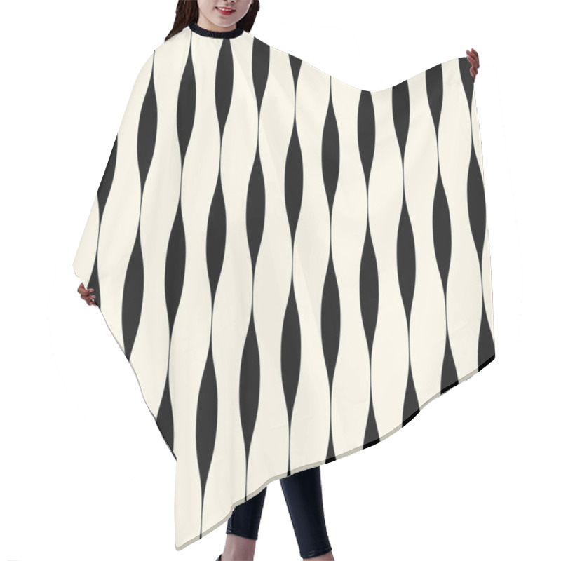 Personality  Groovy Retro Geometric 70s Black And Cream Waves Pattern. Ideal For Home Decoration With Vintage Retro Mid Century Modern Style.  Hair Cutting Cape